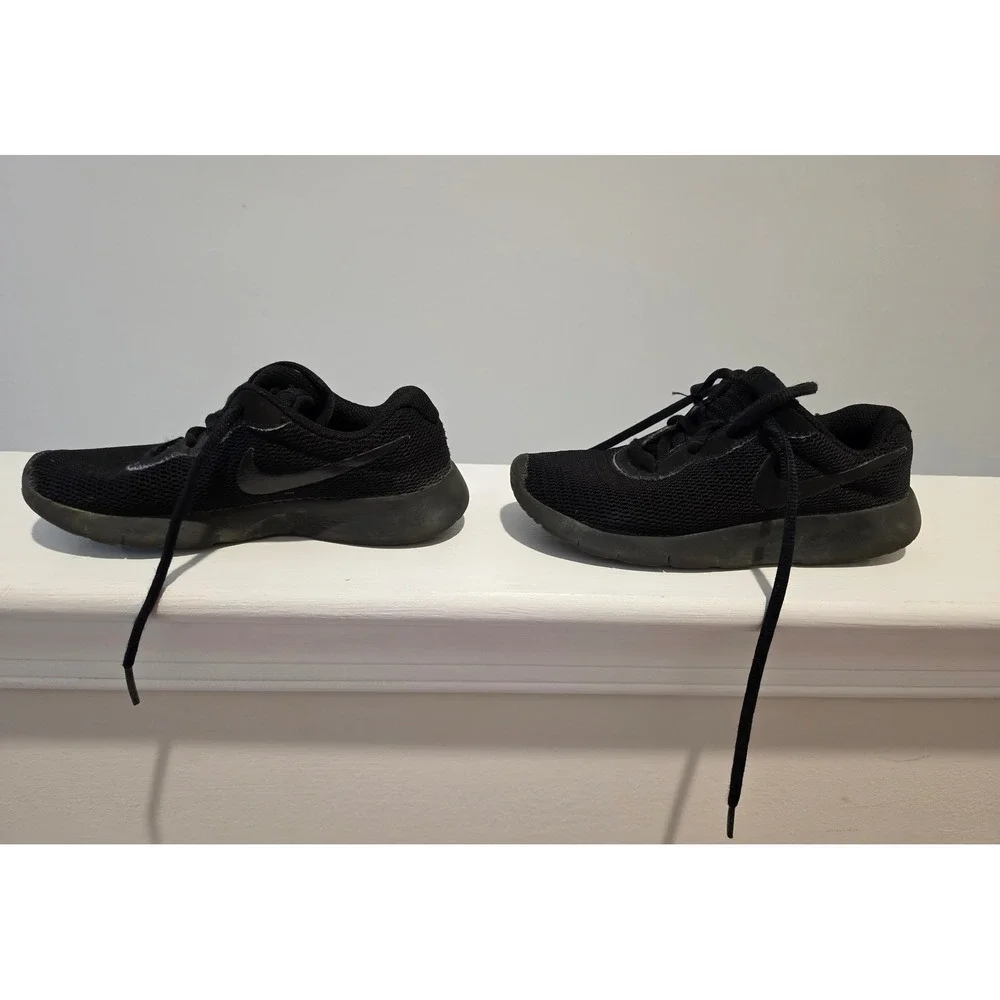 Kid's Nike Tanjun Shoes Black Black Mesh Athletic Sneakers Size 13C Low Top